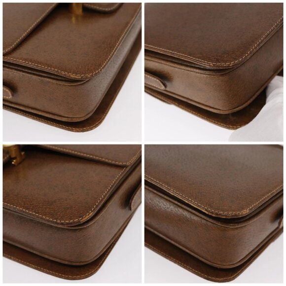 GUCCI Shoulder Bag Leather Brown Gold Auth am9842 - Picture 14 of 16